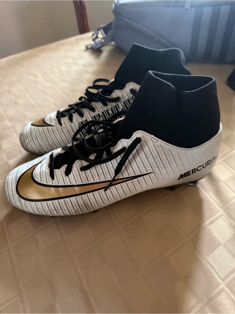 Nike Kids' White and Gold Mercurial Soccer Cleats